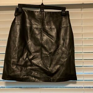 Cache Black Leather Skirt